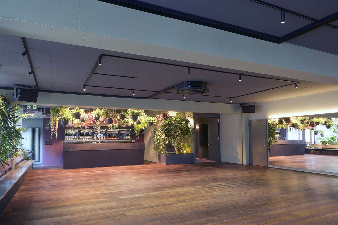 Raum mieten Zürich Saal mit Bar, Spiegelwand und Klimaanlage für Konzerte, Tanzabende, festliche Anlässe, Geschäftspräsentationen